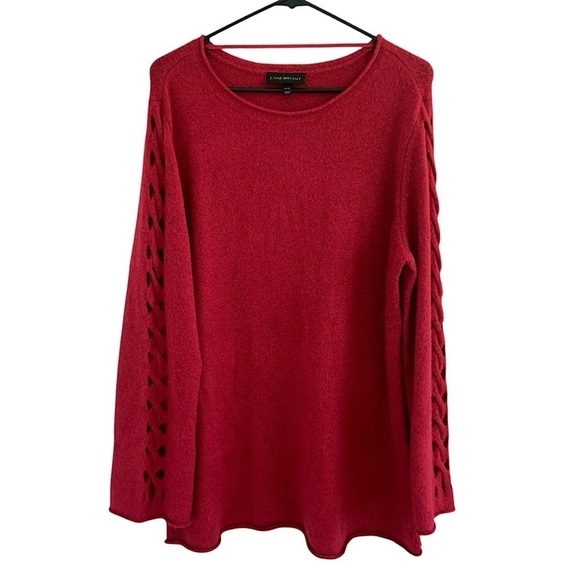 Lane Bryant Sweaters - Lane Bryant Fuchsia Pink Lattice Cut Out Long Sleeve Shimmer Sweater NWT